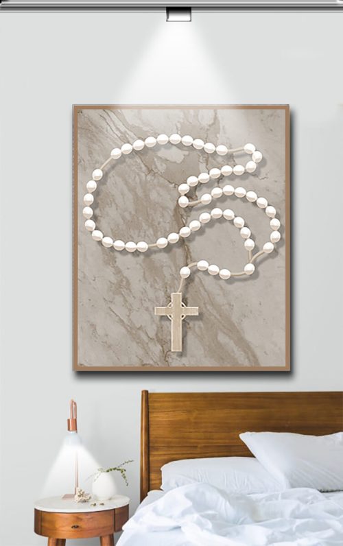Quadro Decorativo Exclusivo Terço Branco