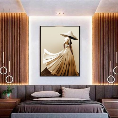 Quadro De Luxo Arte Mulher Figurativa em Tons Neutros