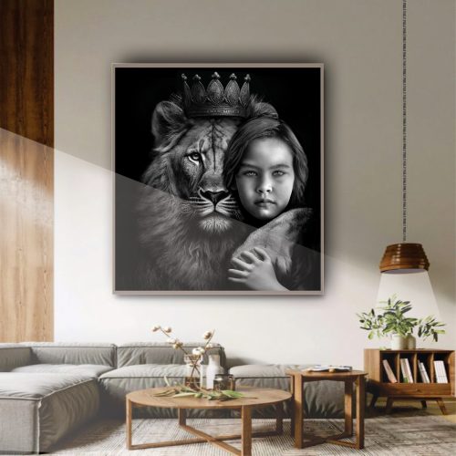 Quadro Decorativo Exclusivo Leão e Menina
