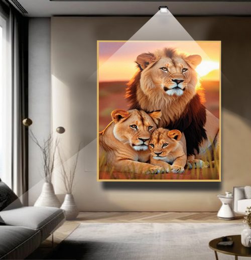 Quadro Decorativo Exclusivo Família de leões