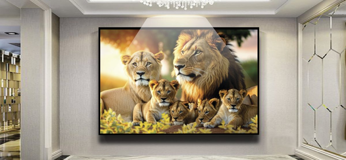 Quadro Decorativo Exclusivo Família de leões com 4 filhotes - Imagem 7