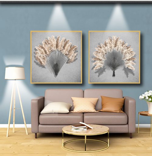 Jogo com 2 Quadros Decorativos Exclusivos Penas