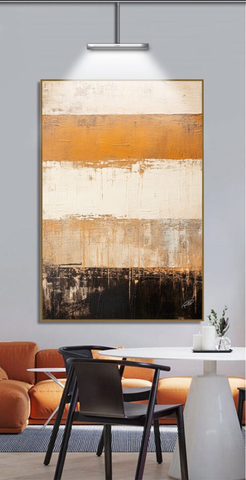 Quadro Decorativo Exclusivo Abstrato em Tons de Laranja e Nude
