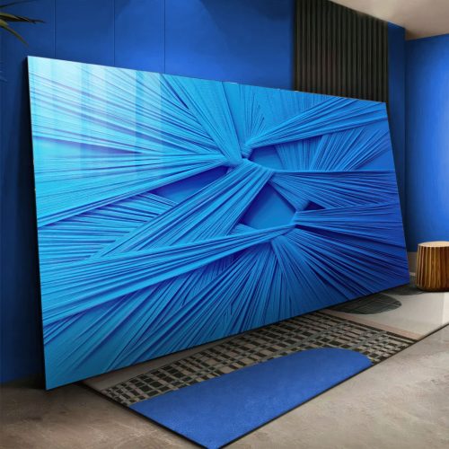 Quadro De Luxo Arte Abstrata Efeito Tecido Entrelaçado Azul