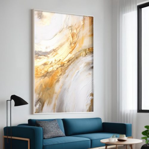 Quadro Decorativo Abstrato Com Efeito Espatulado Tons Neutros