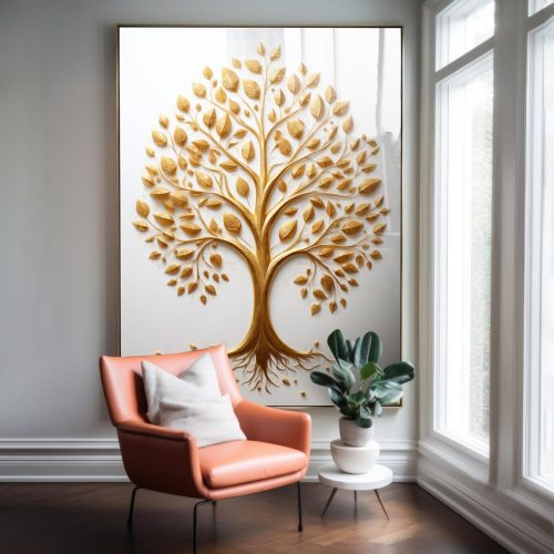Quadro Decorativo Árvore Dourada