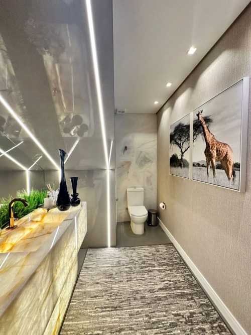 Jogo com 2 Quadros Decorativos Savana em Preto e Branco e em Destaque a Girafa