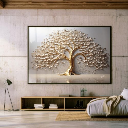 Quadro Decorativo Árvore Dourada 3D
