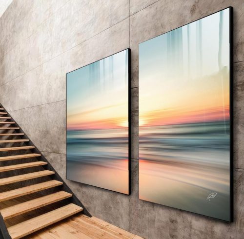 Jogo com 2 Quadros Decorativos Por do Sol Abstrato