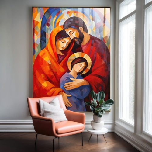 Quadro Decorativo Sagrada Família Estilizada