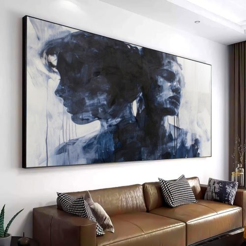 Quadro Decorativo Figurativo Faces Azuis