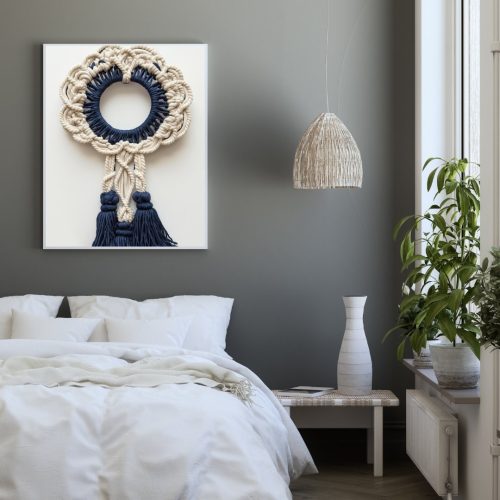 Quadro Decorativo Efeito Macramé ao Fundo Branco