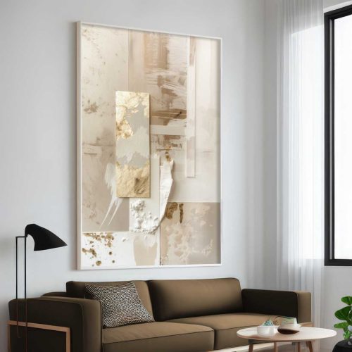 Quadro Decorativo Abstrato Clean em Tons Neutros