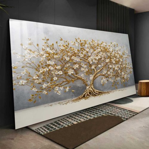 Quadro Decorativo Árvore Dourada com Efeito Realista