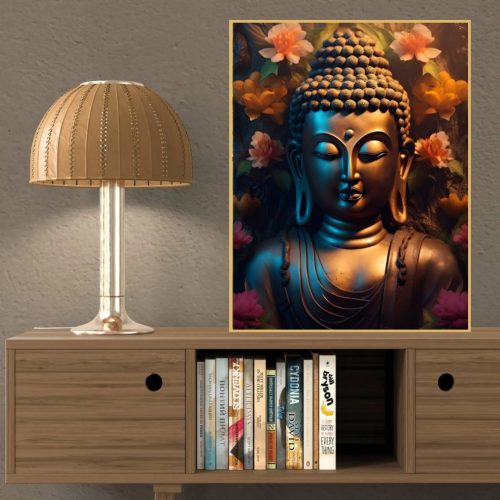 Quadro Decorativo Buda com Floral