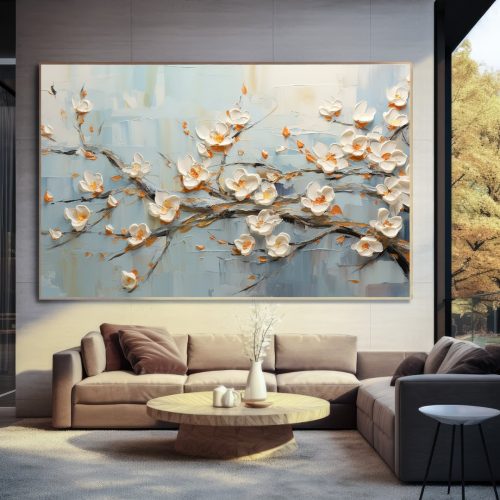 Quadro De Luxo Arte Floral Efeito Pintura