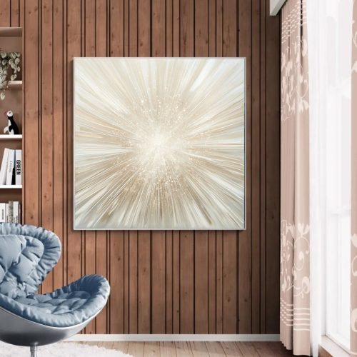 Quadro De Luxo Abstrato com Efeito Explosão Dourada