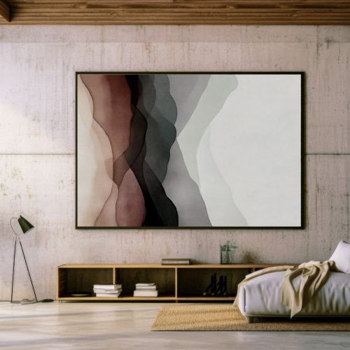 Quadro De Luxo Abstrato em Tons de Cinza, Preto e Terracota