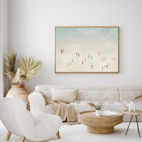 Quadro De Luxo Figurativo Pessoas na Praia