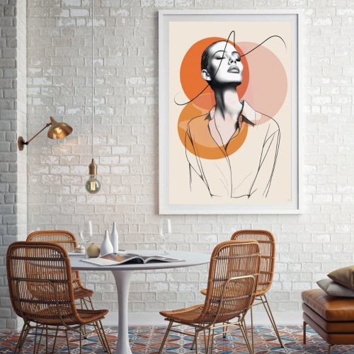 Quadro De Luxo Mulher Figurativa com Linhas e Formas