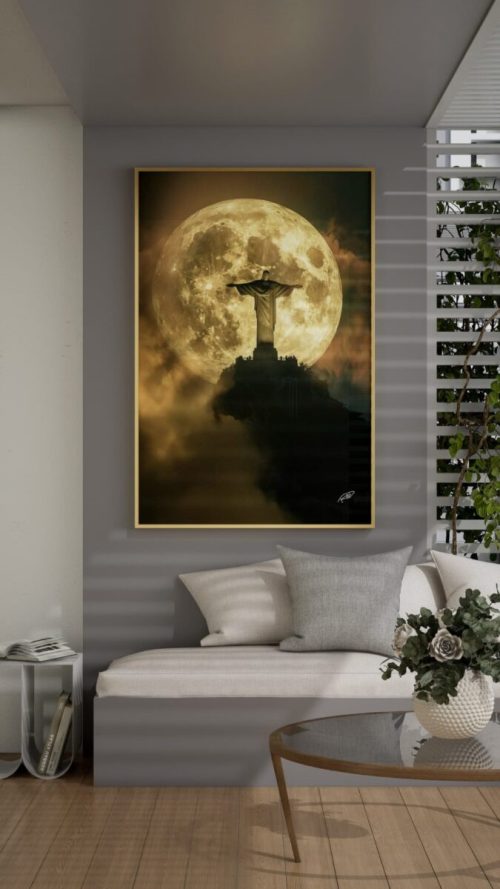 Quadro De Luxo Lua Cheia e o Cristo Redentor