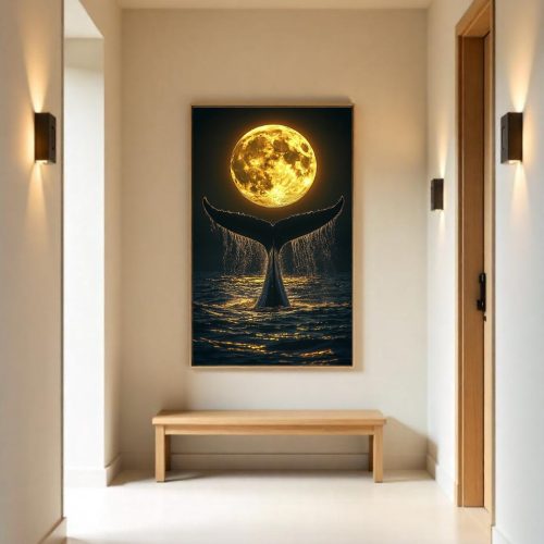 Quadro De Luxo Arte Figurativa Calda da Baleia a Luz do Luar