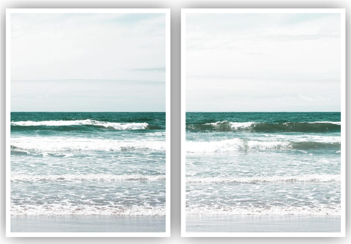 Jogo com 2 Quadros Decorativos Mar Azul - Imagem 2