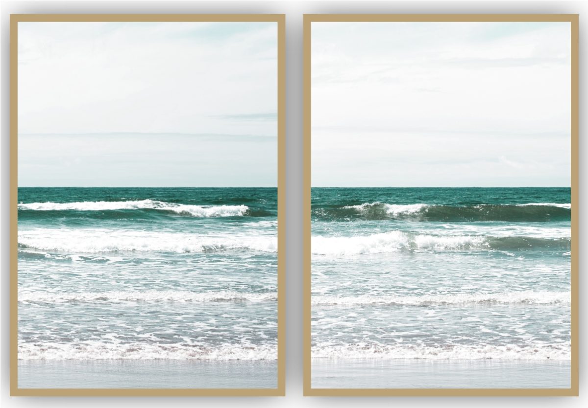 Jogo com 2 Quadros Decorativos Mar Azul - Imagem 14