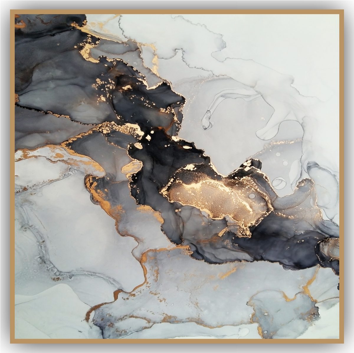 Quadro Decorativo Abstrato com Detalhes Dourados - Imagem 3