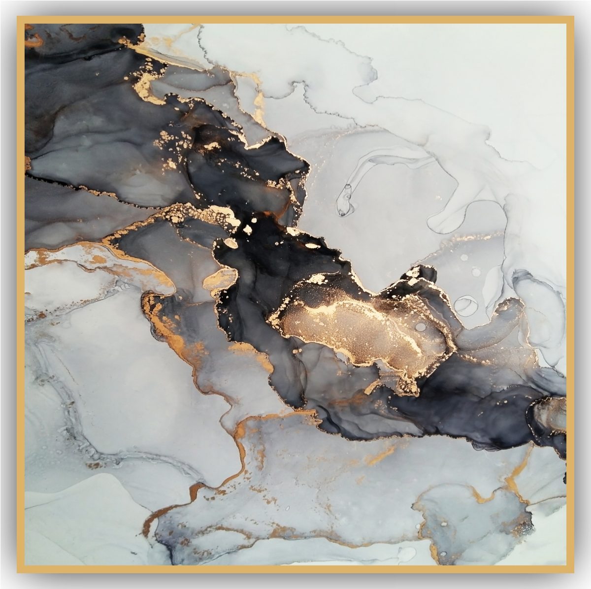 Quadro Decorativo Abstrato com Detalhes Dourados - Imagem 4
