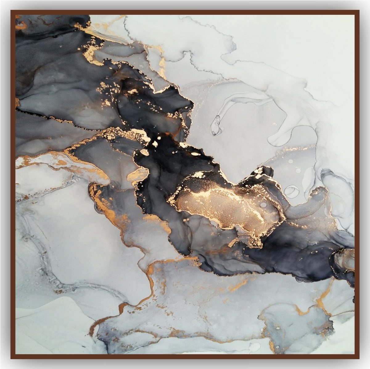 Quadro Decorativo Abstrato com Detalhes Dourados - Imagem 5