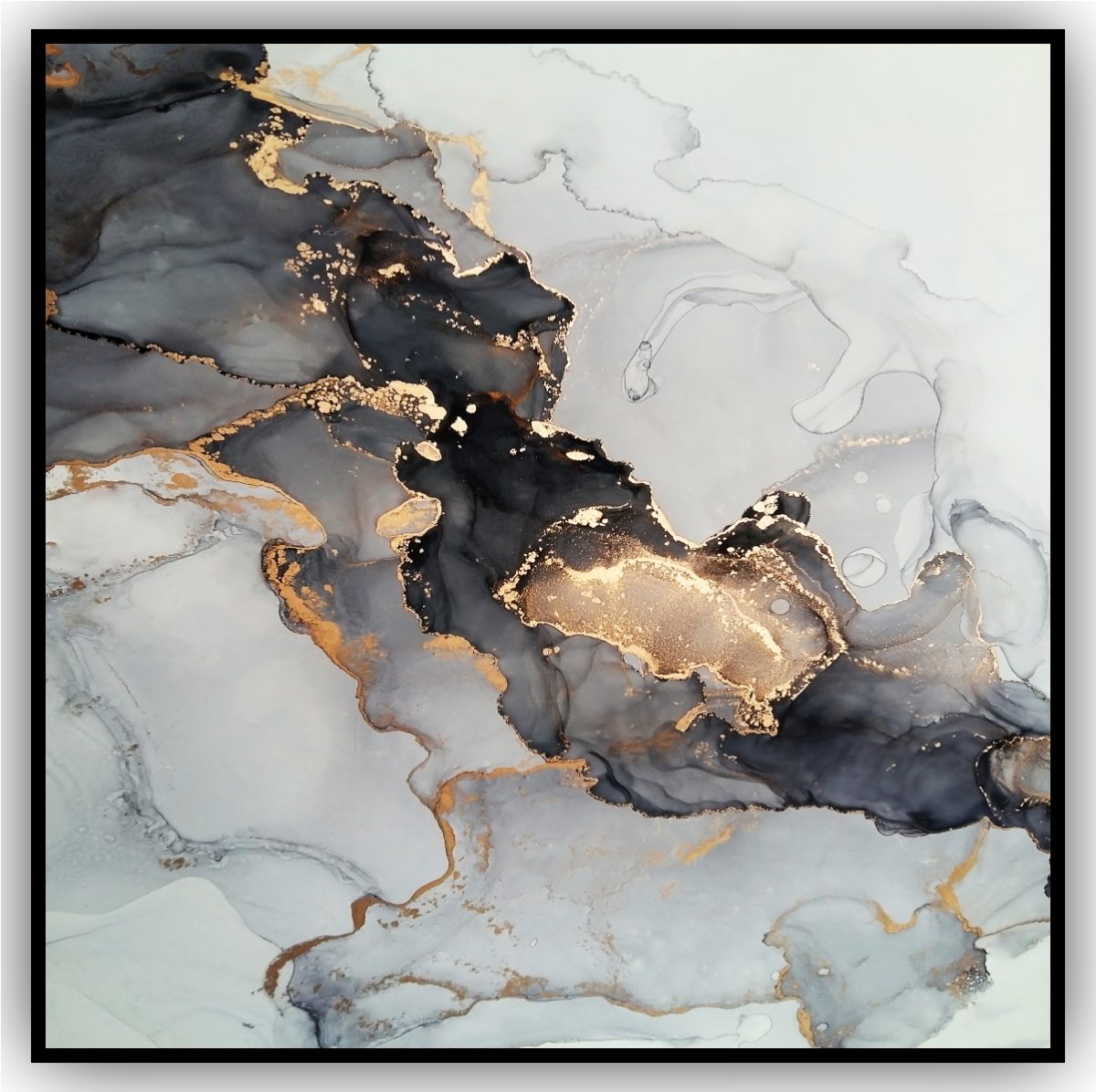 Quadro Decorativo Abstrato com Detalhes Dourados - Imagem 7