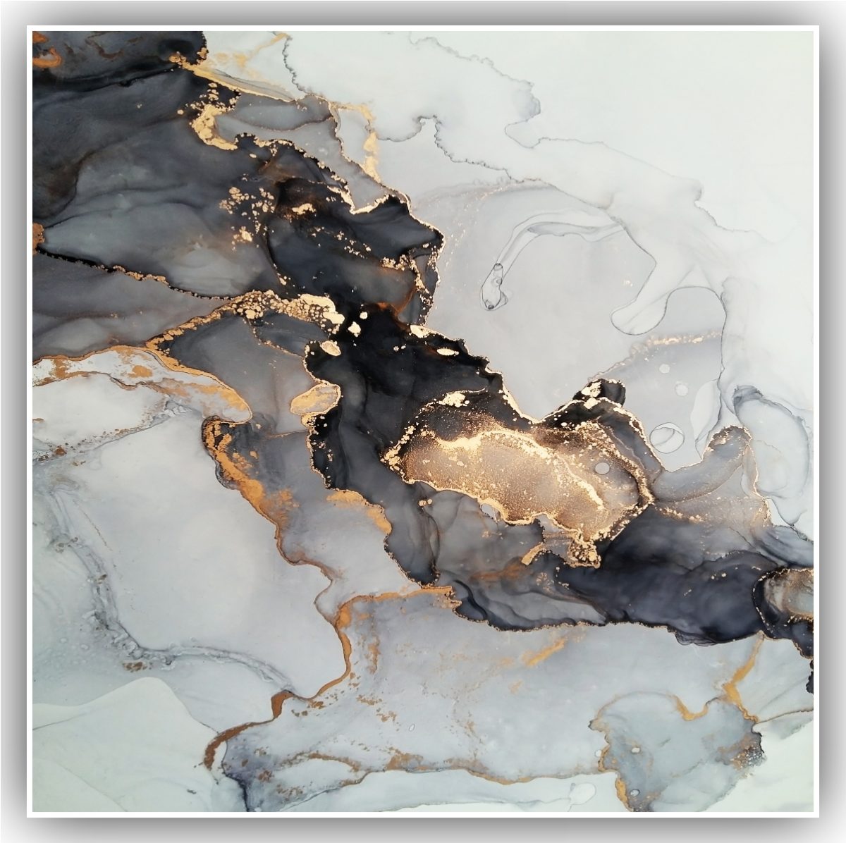 Quadro Decorativo Abstrato com Detalhes Dourados - Imagem 8