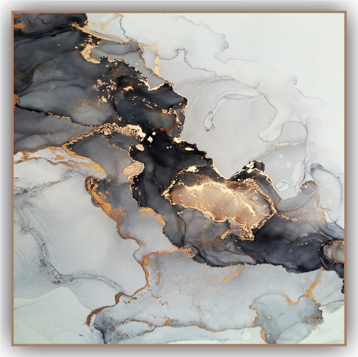 Quadro Decorativo Abstrato com Detalhes Dourados - Imagem 9