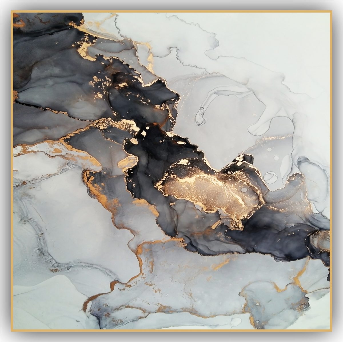 Quadro Decorativo Abstrato com Detalhes Dourados - Imagem 10