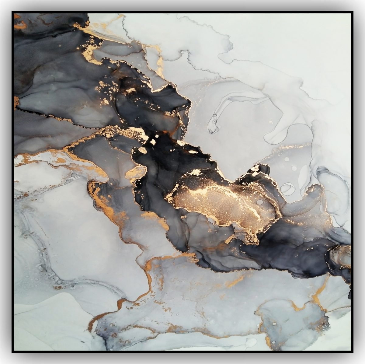 Quadro Decorativo Abstrato com Detalhes Dourados - Imagem 12