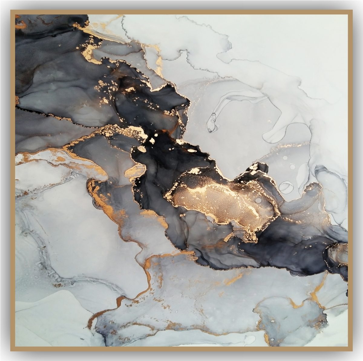 Quadro Decorativo Abstrato com Detalhes Dourados - Imagem 14