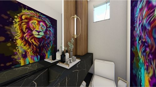 Quadro Decorativo Leão Figurativo Colorido