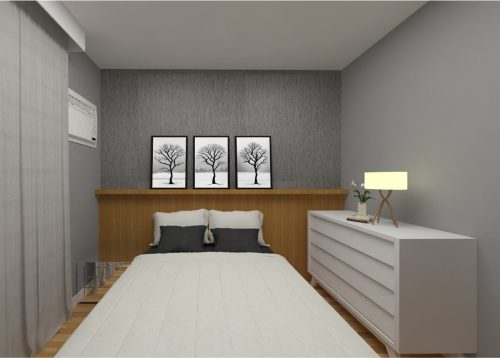 Jogo com 3 Quadros Decorativos Árvores preto e branco