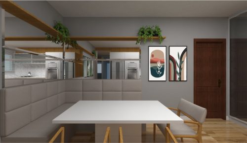 Jogo com 2 Quadros Decorativos Abstrato com Folhas e Por do sol