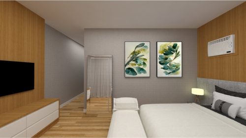 Jogo com 2 Quadros Decorativos Folhas