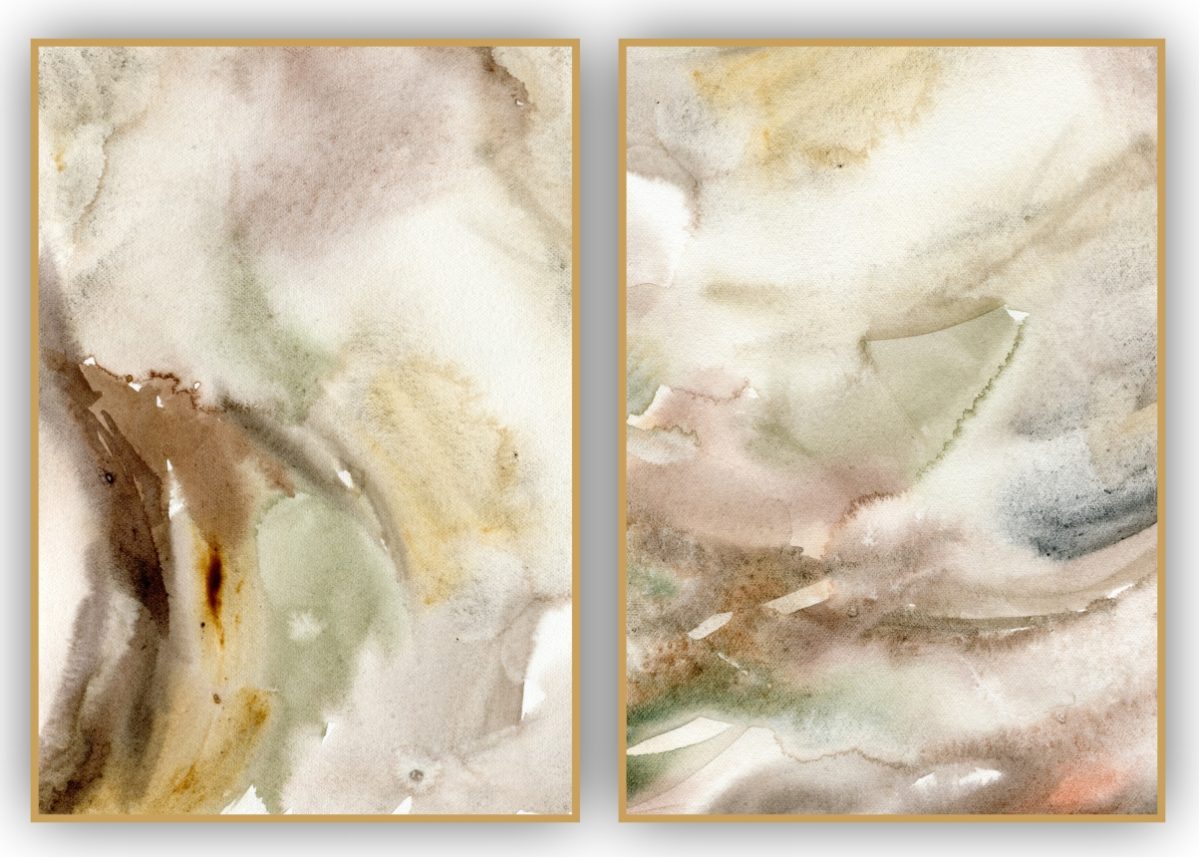 Jogo com 2 Quadros Decorativos Abstrato com Tons Claros - Imagem 10