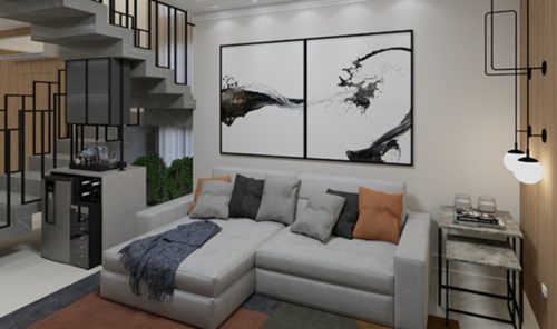 Jogo com 2 Quadros Decorativos Abstrato Preto e Branco