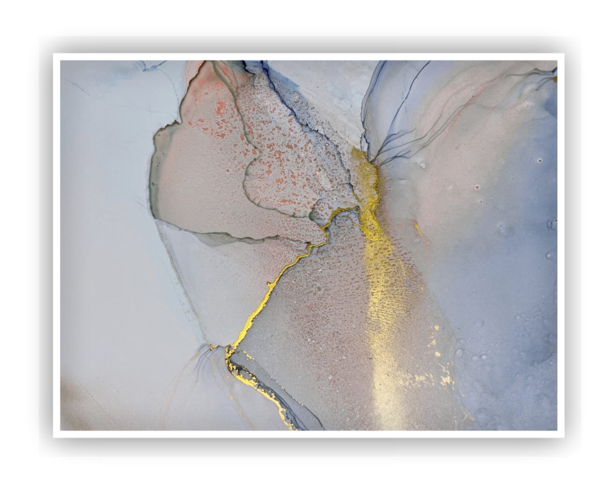 Quadro Decorativo Abstrato Marmorizado Azul - Imagem 2