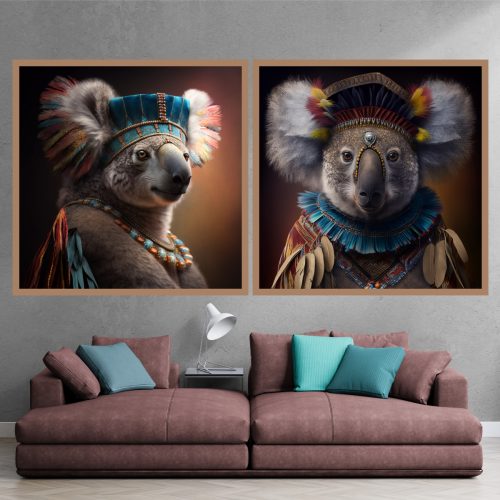 Jogo com 2 Quadros Decorativos Coalas