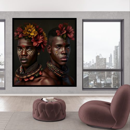 Quadro Decorativo Homens Figurativos com florais