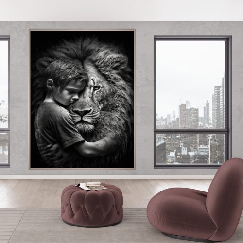 Quadro Decorativo Menino e o Leão