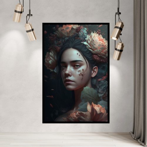 Quadro Decorativo Menina Com Florais