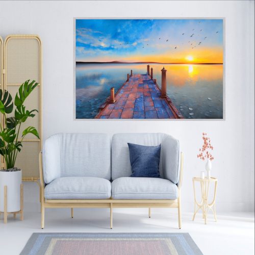 Quadro Decorativo Por do sol no Deck