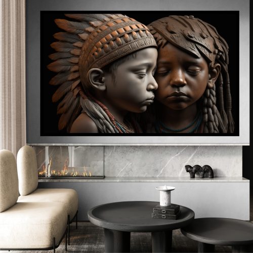 Quadro Decorativo Meninos Indígenas